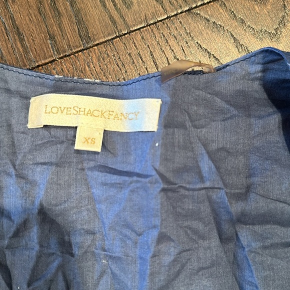 Blue and White Loveshackfancy Puff Sleeve Top - Picture 2 of 5